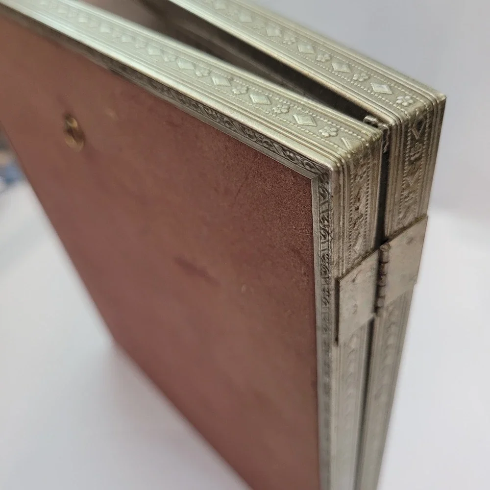 Double Folding Picture Frame Vintage Gold Ornate Metal Hollywood 8x10 Portrait